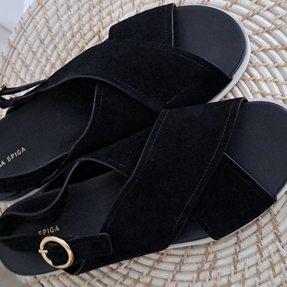 Black Suede Via Spiga Sandals
